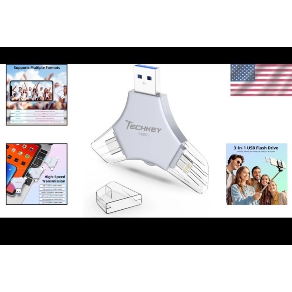 Lightweight and Portable 512GB 3-in-1 USB Flash Drive for Smart‎ Data Management